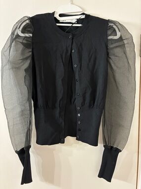 Zara Black Button-Front Knit Cardigan